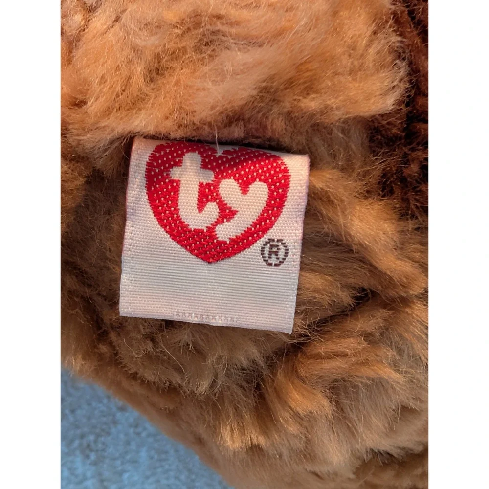 Vintage TY Classic CHIPS Brown Tan Curly Floppy Puppy Dog Plush With Tag  10
